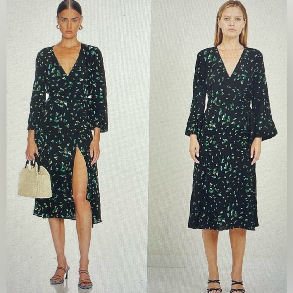 GANNI dress midi wrap crepe EU 38 sz 6. So flattering. Fits slightly small.